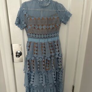 Elegant Blue Lace Dress